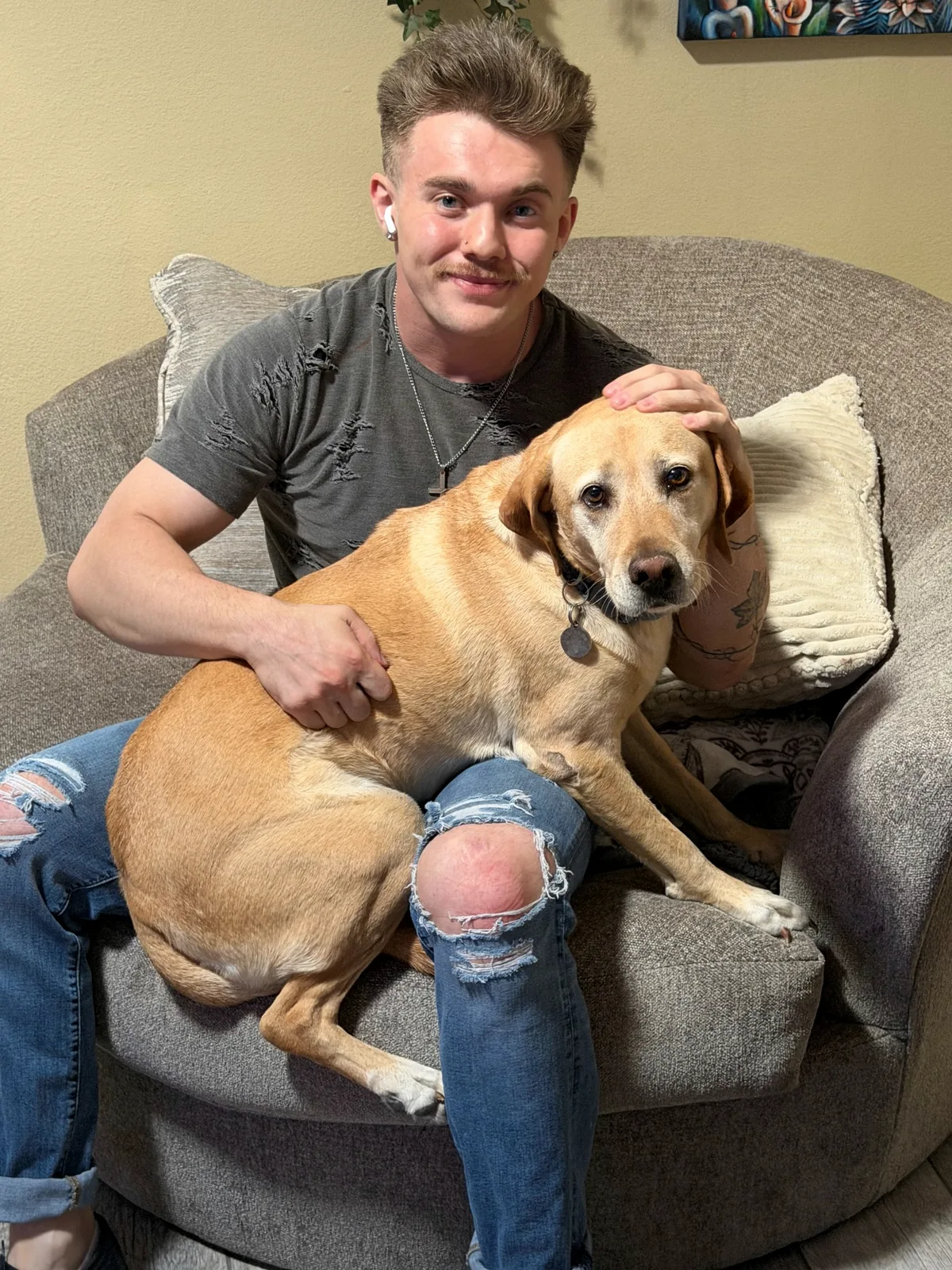 Joseph Ball with his dog